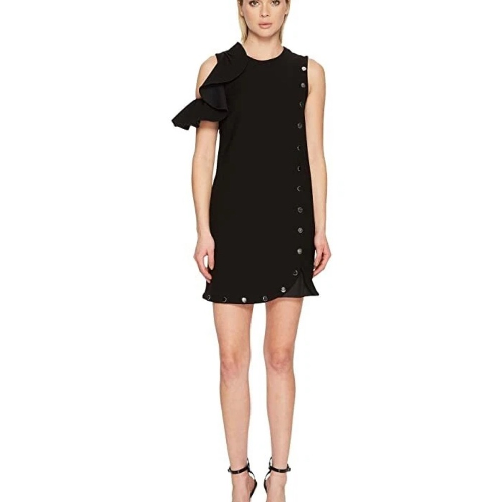 Sportmax by Max Mara Black Ruffled Sheath Cocktail Dress
